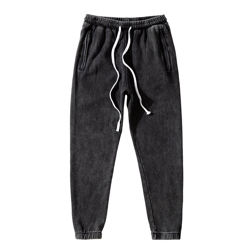 Vintage Black Gray Drop-Crotch Joggers Pants